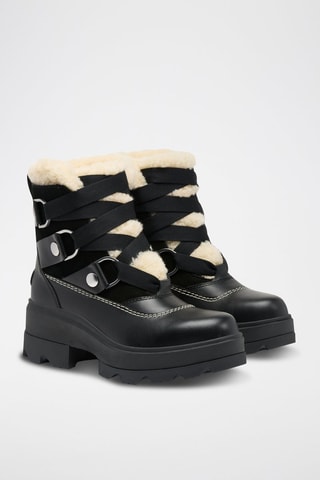 Botas apreski de piel y forro de lana Joan Frwd™ - Negro