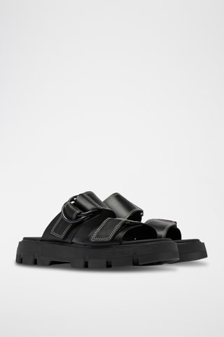 Sandalias de piel con plataforma Rein CB™ - Negro