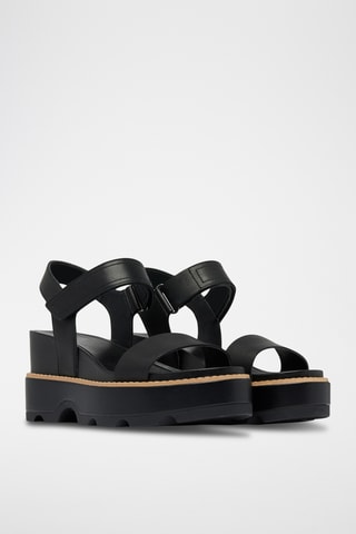Sanadlias de piel de cuña Joanie™ IV - Negro