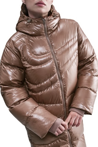 Doudoune longue à capuche Swoosh - Marron