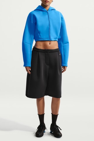 Sweat court polaire à capuche - Turquoise