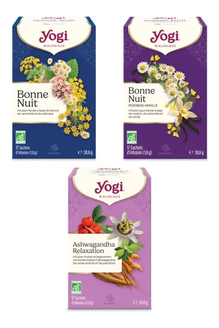 2 x Infusion Bonne nuit - Rooibos Vanille bio, 2 x Infusion Ashwagandha Relaxation bio, 2 x Infusion Bonne nuit bio - 17 x 37,4 g