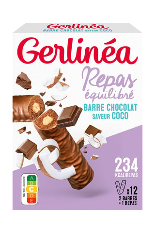 6 x Barres repas chocolat cœur coco - 372 g