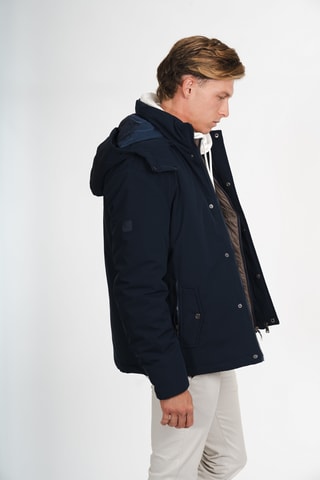 Chaqueta regular fit con capucha - Azul marino