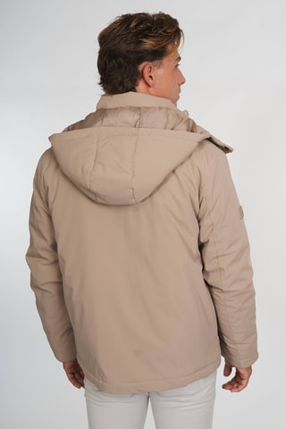 Chaqueta regular fit con capucha - Topo