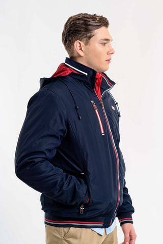 Chaqueta regular fit con capucha - Azul marino