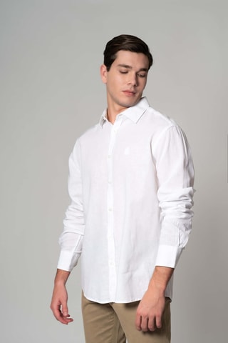 Camisa regular fit de lino - Blanco