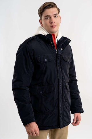 Chaqueta regular fit con capucha - Azul marino