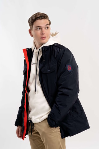 Chaqueta regular fit con capucha - Azul marino