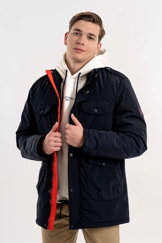 Chaqueta regular fit con capucha - Azul marino