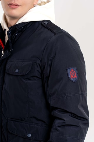 Chaqueta regular fit con capucha - Azul marino
