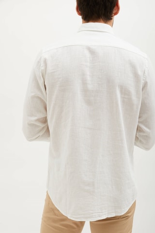 Camisa regular fit de lino - Blanco