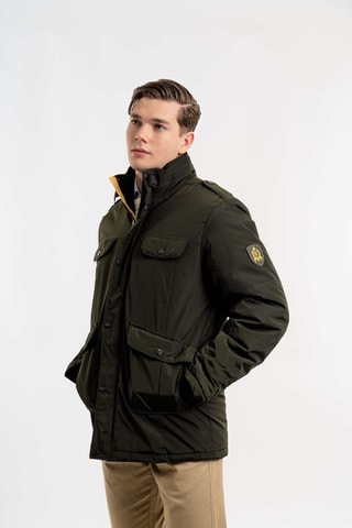 Chaqueta regular fit con capucha - Caqui