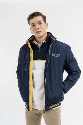 Chaqueta regular fit con capucha - Azul marino