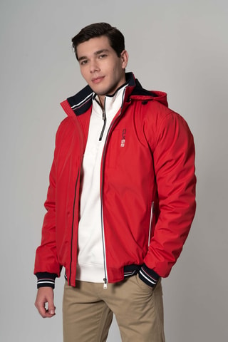 Chaqueta regular fit con capucha - Rojo