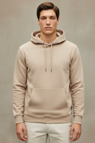 Sudadera regular fit con capucha - Beige