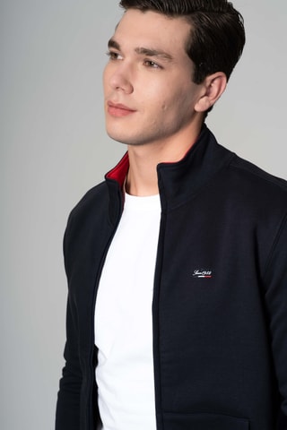 Cárdigan regular fit con capucha - Azul marino