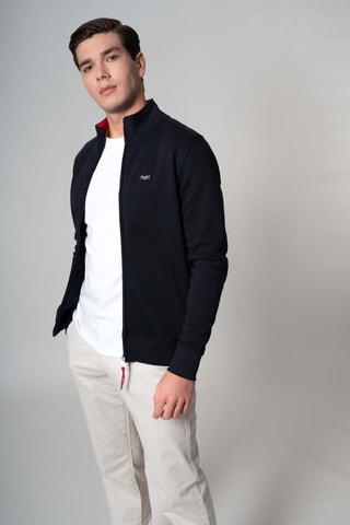 Cárdigan regular fit con capucha - Azul marino