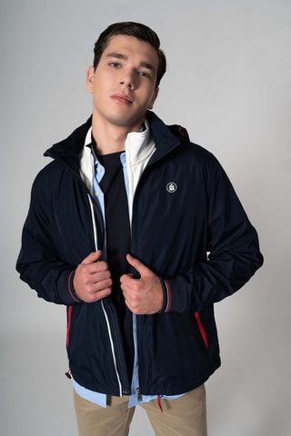 Chaqueta regular fit con capucha - Azul marino