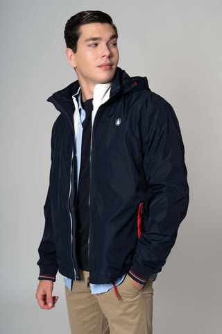 Chaqueta regular fit con capucha - Azul marino