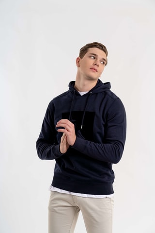 Sudadera regular fit con capucha - Azul marino