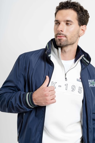 Chaqueta regular fit con capucha - Azul marino