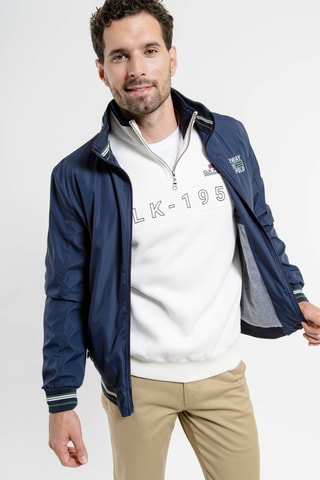 Chaqueta regular fit con capucha - Azul marino