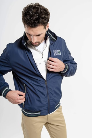 Chaqueta regular fit con capucha - Azul marino