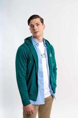 Cárdigan regular fit con capucha - Verde