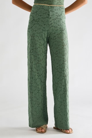 Pantalon en dentelle taille haute Paige - Amande