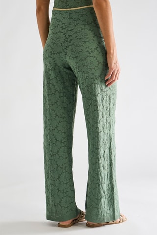 Pantalon en dentelle taille haute Paige - Amande