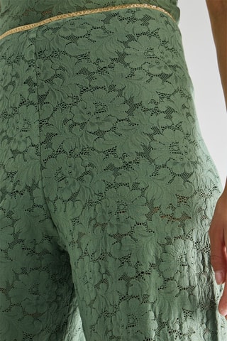 Pantalon en dentelle taille haute Paige - Amande