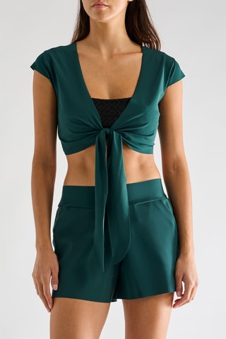 Crop top noué de plage Tako - Bambou