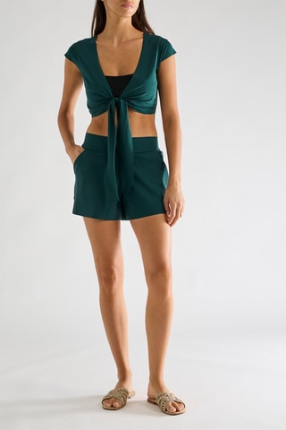 Crop top noué de plage Tako - Bambou