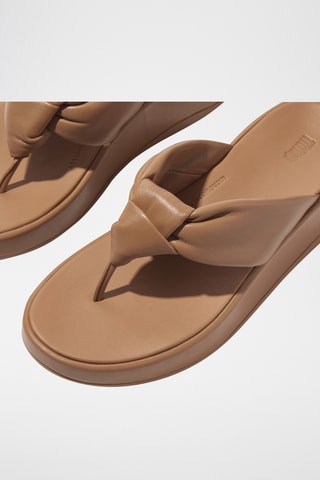 Tongs compensées en cuir - Marron