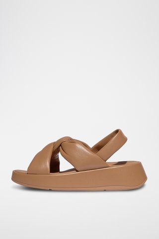 Sandales plateformes en cuir F-Mode - Beige