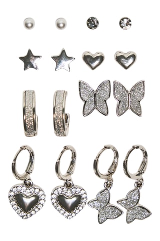 8 paires de boucles d'oreilles - Argenté