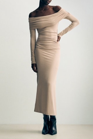 Robe drapée - Beige