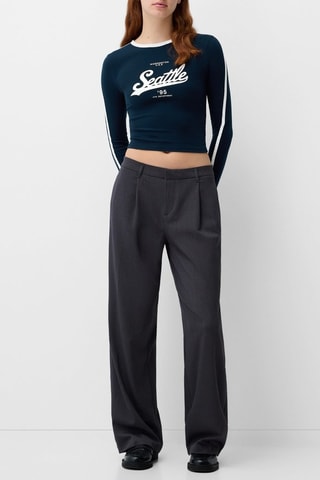 T-shirt cropped - Bleu marine