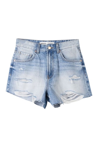 Short en jean taille haute - Bleu clair