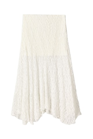 Jupe midi en dentelle - Blanc