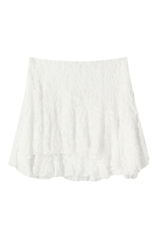 Jupe patineuse en dentelle - Blanc