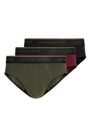 3 slips en coton biologique - Kaki et noir
