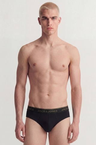 3 slips en coton biologique - Kaki et noir