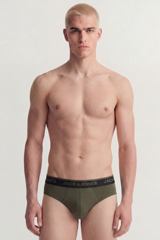 3 slips en coton biologique - Kaki et noir