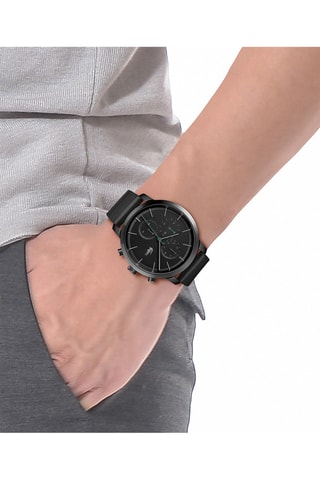 Montre à quartz en cuir - Noir