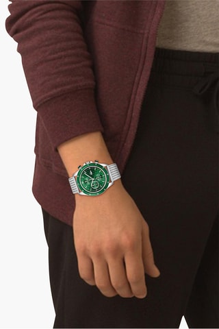 Montre à quartz en acier - Chronographe - Argenté