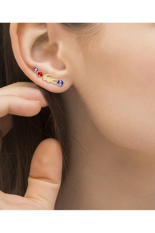 Earcuff - Plaqué or jaune, sodalite, améthyste et cornaline
