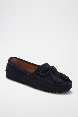 Mocassins en croûte de cuir January - Bleu