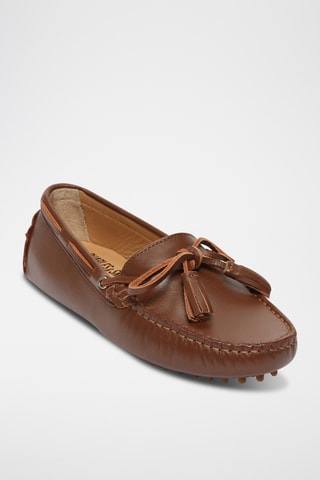 Chaussures bateau en cuir January - Camel